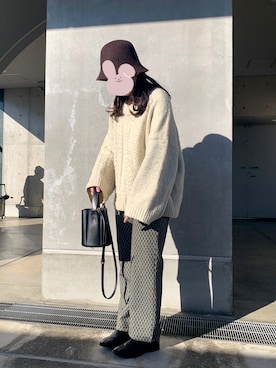 「ゆるニット」｜「アイテム（その他アウター）」を使った、yukiさん（レディース・157cm）の秋コーディネート