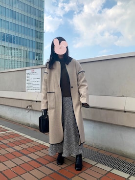 「パイピングコート」｜「アイテム（ハンドバッグ）」を使った、yukiさん（レディース・157cm）の秋コーディネート