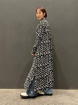 アダムエロペ ランダムハートプリントワンピースブラック×ホワイト