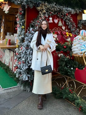「アイテム（その他アウター、ホワイト系）」を使った、sakiさん（レディース・158cm）の冬コーディネート