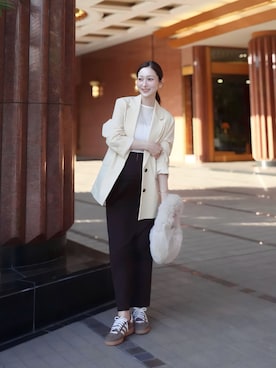 「アイテム（ネックレス）」を使った、sakiさん（レディース・158cm）の秋コーディネート