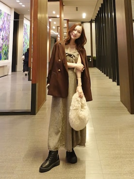 「アイテム（テーラードジャケット）」を使った、sakiさん（レディース・158cm）の秋コーディネート