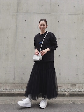 「綺麗めコーデ」｜「アイテム（スウェット）」を使った、sakiさん（レディース・158cm）の春コーディネート
