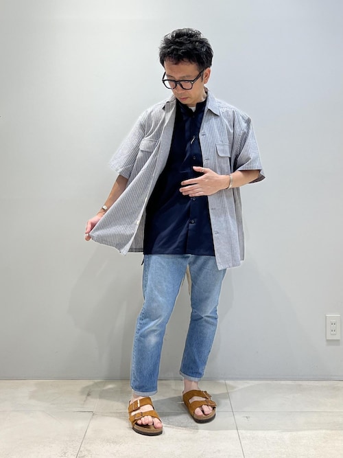 ADSB★NET DAMAGED SLEEVELESS★すてきな男性の夏シャツ早期完売 JUNYA WATANABE MAN(ジュンヤワタナベマン) AD2023ストライプ
