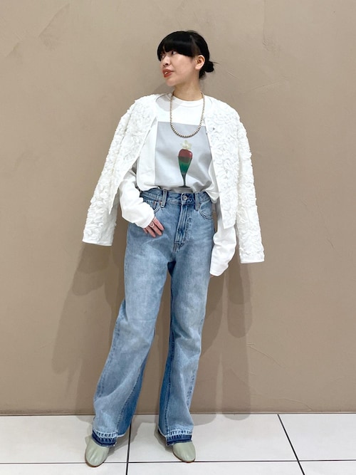 ADAM ET ROPE アダムエロペ ノーカラー ジャケット カーディガン SALON adam et rope' カーディガン フラワーフリルノーカラー