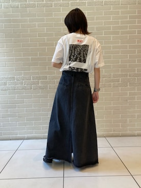 「SALON adam et rope'（サロン アダム エ ロペ）のアイテム（デニムスカート）」を使った、miku.さん（レディース・153cm）の夏コーディネート