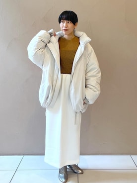 「お正月・初詣コーデ」｜「アイテム（ダウンジャケット/コート）」を使った、miku.さん（レディース・153cm）の秋コーディネート
