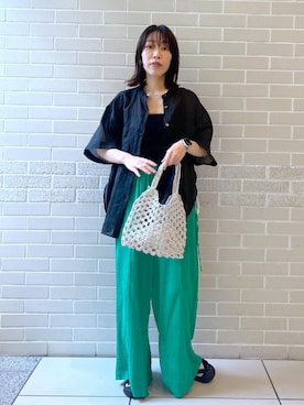 「高島ちぢみ」｜miku.さん（レディース・153cm）の夏コーディネート