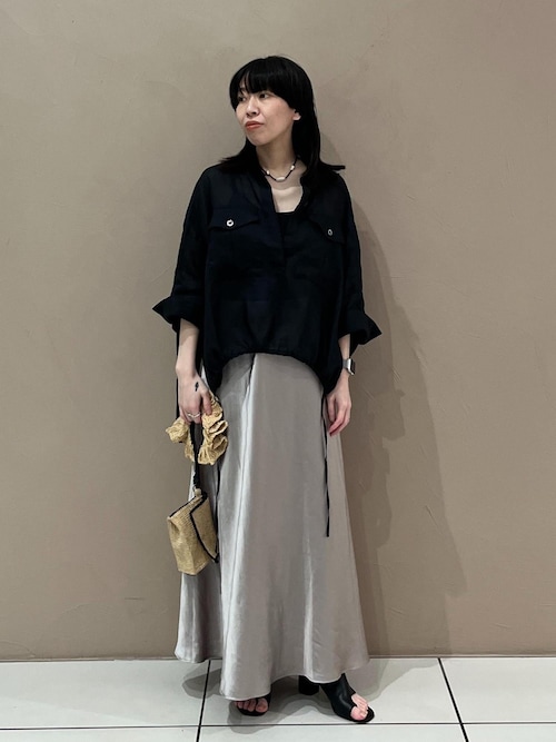 AD2022 23SS エステルサテンフレアキュロットスカート ショーツ 黒 AD2022 23SS エステルサテンフレアキュロットスカート ショーツ