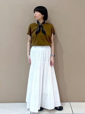 「SALON adam et rope'（サロン アダム エ ロペ）のダイヤプリーツスカート（スカート）」を使った、miku.さん（レディース・153cm・30代）の夏コーディネート