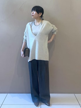 「お正月・初詣コーデ」｜「アイテム（スラックス）」を使った、miku.さん（レディース・153cm）の冬コーディネート