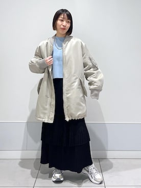 「ティアードスカート」｜「アイテム（MA-1）」を使った、miku.さん（レディース・153cm）の冬コーディネート