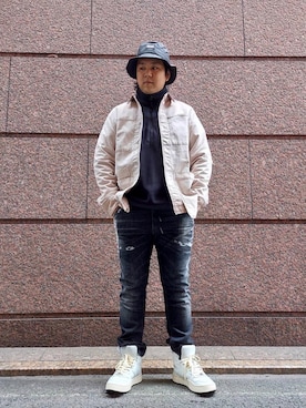 「DIESEL（ディーゼル）のアイテム（ハット）」を使った、YUSUKEさん（メンズ・173cm）の秋コーディネート