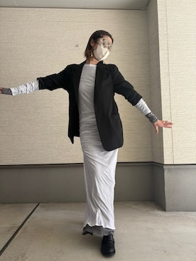 「Maison Margiela（メゾンマルジェラ）のMaison Margiela  LOAFER 4 STITCHING（ローファー、ブラック系）」を使った、おきゅさん（レディース・167cm）の春コーディネート