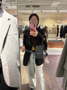 「アイテム（ストール/ショール）」を使った、おきゅさん（レディース・167cm）の冬コーディネート