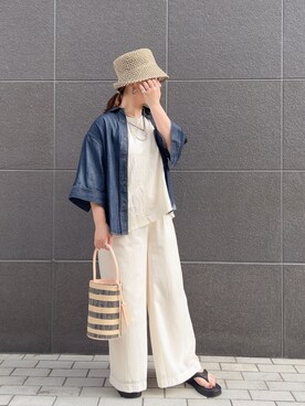 「EleSac（エルサック）のアイテム」を使った、クロマメさん（レディース・161cm）の夏コーディネート