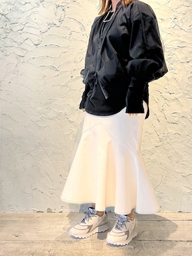 「RUN OF（ランオブ）のアイテム」を使った、クロマメさん（レディース・161cm）の春コーディネート