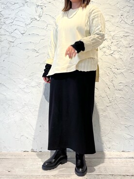 「B'2nd（ビーセカンド）のアイテム（ブーツ）」を使った、クロマメさん（レディース・161cm）の春コーディネート