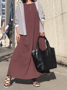 「B'2nd（ビーセカンド）のアイテム（ワンピース/ドレス）」を使った、クロマメさん（レディース・161cm）の夏コーディネート