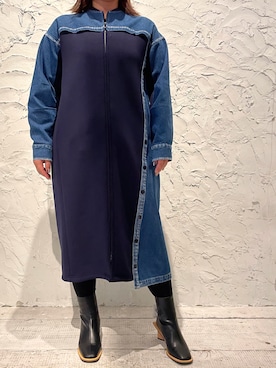 「ビーセカンド」｜「アイテム（ワンピース/ドレス）」を使った、クロマメさん（レディース・161cm）の冬コーディネート