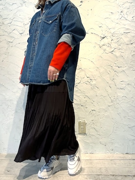 「RUN OF（ランオブ）のアイテム」を使った、クロマメさん（レディース・161cm）の春コーディネート