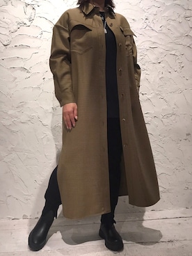 「チドリ柄」｜「アイテム（ワンピース/ドレス）」を使った、クロマメさん（レディース・161cm）の秋コーディネート