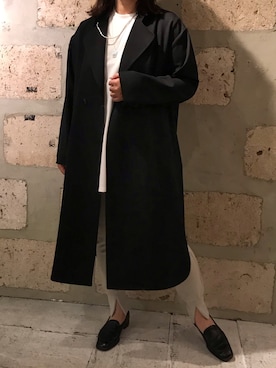 「ジョガーパンツ」｜「アイテム（ステンカラーコート）」を使った、クロマメさん（レディース・161cm）の夏コーディネート