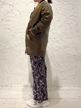 「ビーセカンド」｜「アイテム（ブルゾン）」を使った、クロマメさん（レディース・161cm）の冬コーディネート