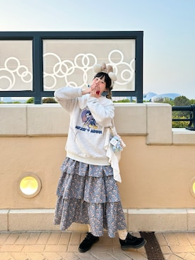 「merry jenny（メリージェニー）のアイテム（ジャンパースカート）」を使った、🎈🧸⓪Ⓥ⓪さん（レディース・163cm）の春コーディネート