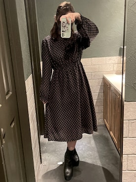 「レザーブーツ」｜「アイテム（ワンピース/ドレス）」を使った、きぃすけさん（レディース・159cm）の秋コーディネート