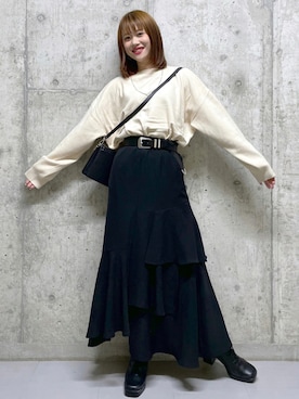 「PAGEBOY（ページボーイ）のチェーンスタッズショルダー（ショルダーバッグ）」を使った、みはさん（レディース・155cm）の秋コーディネート