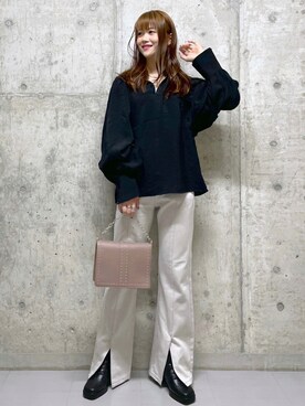 「PAGEBOY（ページボーイ）のチェーンスタッズショルダー（ショルダーバッグ）」を使った、みはさん（レディース・155cm）の秋コーディネート