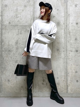 「PAGEBOY（ページボーイ）のチェーンスタッズショルダー（ショルダーバッグ）」を使った、みはさん（レディース・155cm）の秋コーディネート