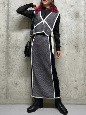 「PAGEBOY（ページボーイ）のラインスリーブシアータートル（Tシャツ/カットソー）」を使った、みはさん（レディース・155cm）の秋コーディネート