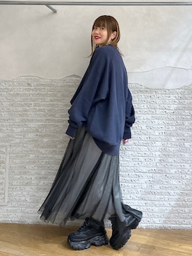 「ジーナシス」｜「アイテム（スウェット）」を使った、みはさん（レディース・155cm）の秋コーディネート