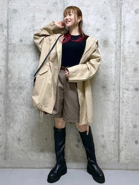 「PAGEBOY（ページボーイ）のビスチェライクレイヤードプルオーバー（ニット/セーター）」を使った、みはさん（レディース・155cm）の秋コーディネート