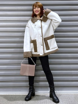 「PAGEBOY（ページボーイ）のチェーンスタッズショルダー（ショルダーバッグ）」を使った、みはさん（レディース・155cm）の秋コーディネート