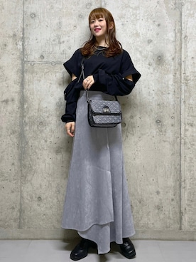 「PAGEBOY（ページボーイ）のWEB限定アイテム / 2WAYレイヤードロンT（Tシャツ/カットソー）」を使った、みはさん（レディース・155cm）の秋コーディネート