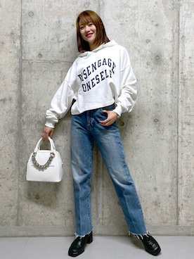 「PBLIM（ページボーイリム）のアイテム（パーカー）」を使った、みはさん（レディース・155cm）の秋コーディネート