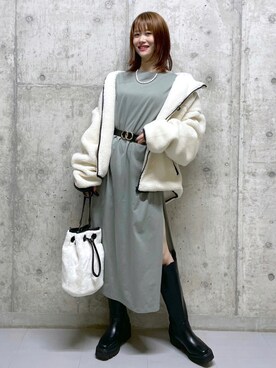 「スリット」｜「アイテム（ブルゾン）」を使った、みはさん（レディース・155cm）の秋コーディネート