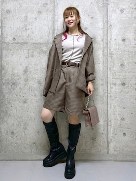 「PAGEBOY（ページボーイ）のチェーンスタッズショルダー（ショルダーバッグ）」を使った、みはさん（レディース・155cm）の秋コーディネート