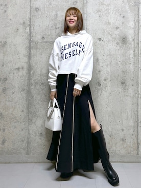 「PBLIM（ページボーイリム）のアイテム（パーカー）」を使った、みはさん（レディース・155cm）の秋コーディネート