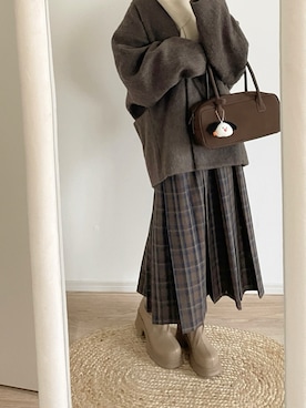 「アイテム（スカート）」を使った、chocoさん（レディース・153cm）の秋コーディネート