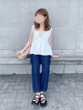 「chocomee（チョコミー）のアイテム（パンツ）」を使った、chocoさん（レディース・153cm）の夏コーディネート