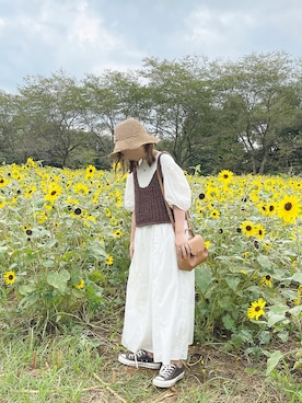 「coca（coca）（コカ）のアイテム（帽子）」を使った、chocoさん（レディース・153cm）の夏コーディネート