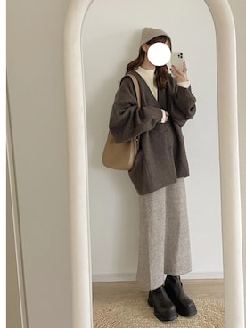 「アイテム（スカート）」を使った、chocoさん（レディース・153cm）の秋コーディネート