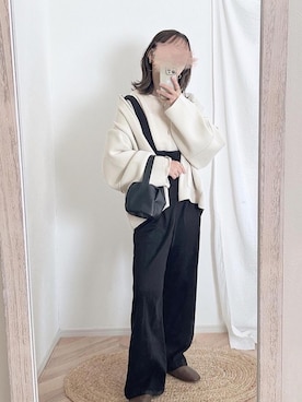 「JUNOAH（ジュノア）のアイテム（オールインワン・サロペット）」を使った、chocoさん（レディース・153cm）の冬コーディネート