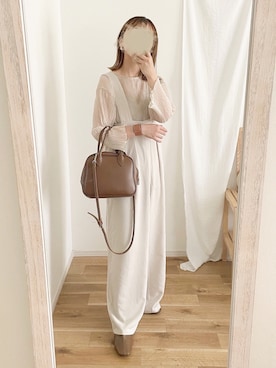 「select MOCA by son（セレクトモカバイソン）のアイテム（オールインワン・サロペット）」を使った、chocoさん（レディース・153cm）の春コーディネート
