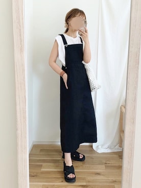 「chocomee（チョコミー）のアイテム（オールインワン・サロペット）」を使った、chocoさん（レディース・153cm）の夏コーディネート