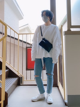 「Adoon plain（アドーンプレーン）のアイテム（スウェット）」を使った、Ren.さん（メンズ・160cm）の秋コーディネート